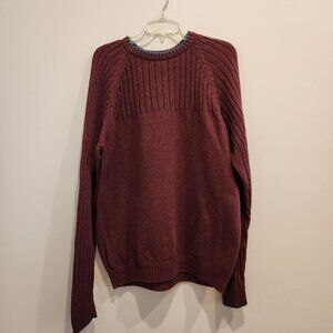 Columbia Mens Crewneck Sweater Dark Red/Gray Pullover